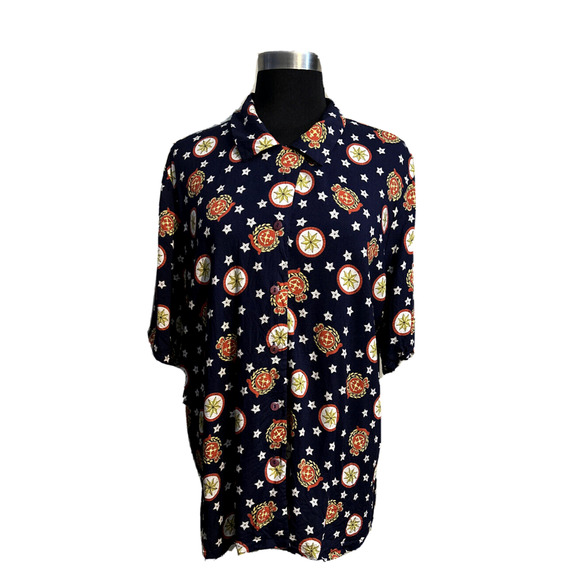 Vintage 90s Pendleton Nautical Print Short Sleeve Collared Button Up Shirt Sz 16 - Picture 1 of 7